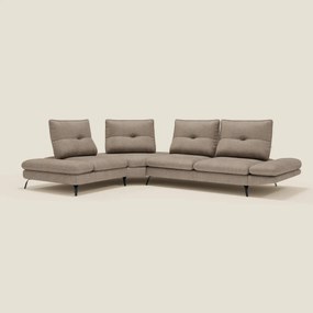 Ardex Divano Angolare - schienali traslanti e bracciolo regolabile in elegante tessuto impermeabile T06 tortora