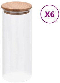 Barattoli Di Vetro Con Coperchio İn Bambù 6 Pz 1000 Ml /