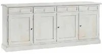 Madia credenza shabby chic in legno 4 porte bianco consumato l.205 p.42 h.85