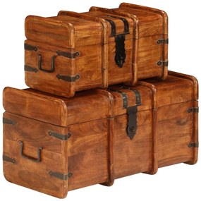 Set Forzieri 2 Pz İn Legno Massello Di Acacia E Finitura Ambra /