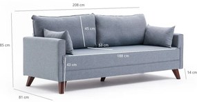 Divano letto azzurro 208 cm Bella - Balcab Home