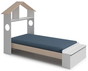 Letto per bambini in pino bianco/naturale con contenitore 90x190 cm Odessa - Marckeric