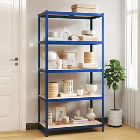 Mensola 5 Strati Blu İn Acciaio E Legno Multistrato /
