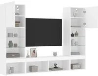 Mobili TV a Muro con LED 5pz Bianchi in Legno Multistrato 3216690