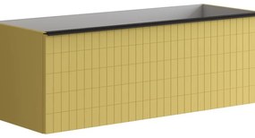 Mobile da bagno sospeso sotto lavabo L 120 x H 40 x P 45.5 cm giallo laccato opaco, 1 cassetto Pixel grid