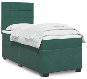 Giroletto A Molle Con Materasso Verde Scuro 90x190 Cm Velluto /