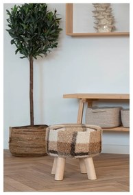 Pouf in bouclé bianco e marrone Aberdeen - House Nordic