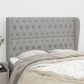 Testiera Ad Orecchio Grigio Chiaro 147x23x118/128 Cm İn Tessuto /