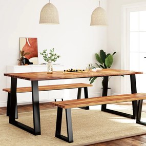 Tavolo Da Pranzo Bordi Vivi 200x90x75 Cm Legno Massello Acacia /