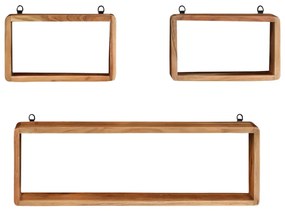 Set mensole cubiche da parete 3 pz in legno massello di acacia
