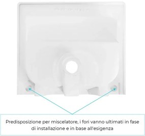 Vasca lavatoio 60x50 cm in ceramica lucida con strofinatoio integrato