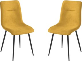 Sedia da pranzo in tessuto Giallo gambe metallo Nero - MANDY 2 sedie