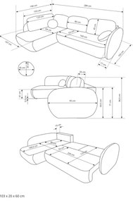 Divano letto angolare con contenitore a L OLBIA, angolo destro, beige
