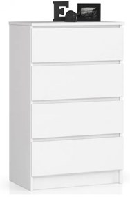 Cassettiera Moderna 60x40x100 Cm 4 Cassetti Bianco Opaco Artika