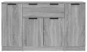 Credenze 3 pz grigio sonoma in legno multistrato