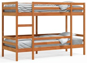 Letto A Castello Marrone Cera 90x190 Cm İn Legno Di Pino /