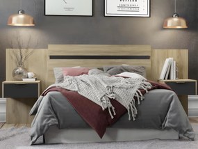 Testata letto allungabile con comodini 140/160 cm Naturale e Nero - PARATI