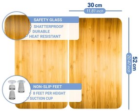 Coprifuoco in vetro temperato in set da 2 52x30 cm Wooden - Maximex