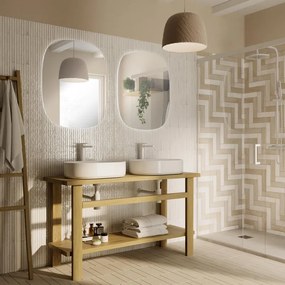 Porta doccia scorrevole Diamante L 139 x H 195 cm in vetro profilo bianco