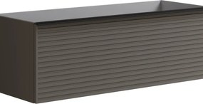 Mobile da bagno sospeso sotto lavabo Pixel stripes 2 cassetti L 120 x H 40 x P 45.5 cm grigio carbone e maniglia alluminio nero opaco