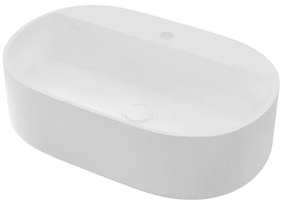 Lavabo da appoggio Kros ovale in ceramica L 55 x H 14 x P 38 cm bianco piletta non inclusa