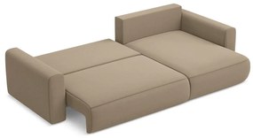 Divano angolare marrone chiaro allungabile/con contenitore (con penisola a destra/con chaise lounge) con rivestimento in velluto Kapua – Makamii