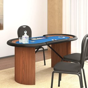 Tavolo Da Poker Con Vassoio Chip 10 Giocatori Blu 160x80x75 Cm /