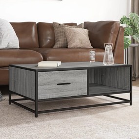 Tavolino Grigio Sonoma 90x57x35 Cm Legno Multistrato E Metallo /