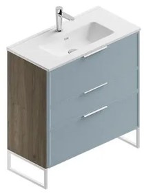 Mobile sottolavabo e lavabo Quadra per vasca centrale cotto/cielo in mdf L 80 x H 93 x P 39 cm 3 cassetti