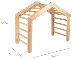 Pikler triangolo montessori azzurro/di colore naturale in pino massiccio 112x61x94 cm Montessori – Meowbaby