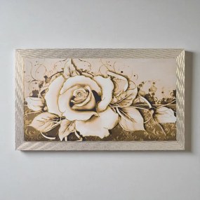 Quadro su tela moderno 72X132 cm tema Floreale con cornice in legno decorata
