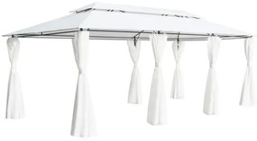 Gazebo con Tende 600x298x270 cm Bianco 180g/m²