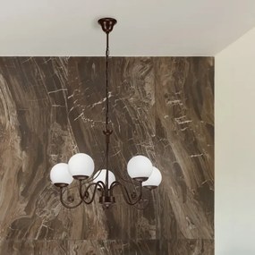 Brilagi - LED Lampadario a sospensione con catena COTTAGE 5xG9/40W/230V marrone/bianco