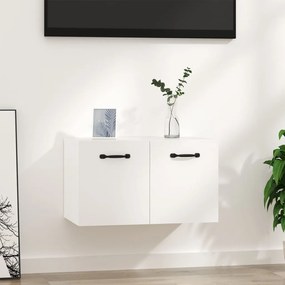 Mobile A Parete Bianco Lucido 80x36,5x35 Cm Legno Multistrato /