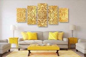 Quadri 5 pezzi – Mandala etnica dorata