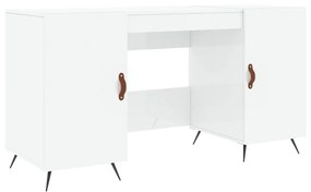 Scrivania bianco lucido 140x50x75 cm in legno multistrato