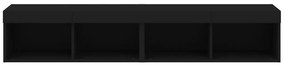 Mobili Porta TV con Luci LED 2 pz Neri 80x30x30 cm