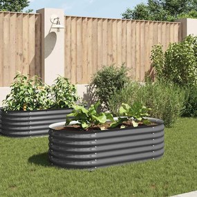 Letto Rialzato Giardino 160x80x44 Cm İn Acciaio Zincato Grigio /