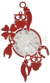 Orologio da parete portafortuna buffo good luck 2 rosso e bianco ma...