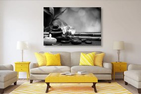 Stampa su tela – Armonia Feng Shui in bianco e nero