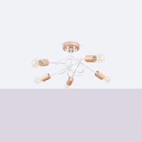 Sollux SL.1475 - Lampadario a plafone EMBER 5xE27/15W/230V bianco/beige/faggio