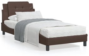 Letto con materasso marrone 80x200 cm in similpelle