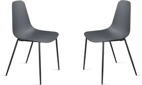 Sedia in polipropilene Grigio Scuro con gambe in metallo LUANA 2 sedie
