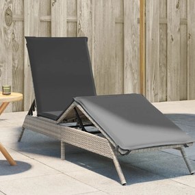Lettino Prendisole Con Cuscino Grigio Chiaro İn Polyrattan /