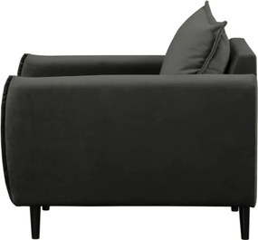 Poltrona grigio scuro con rivestimento in velluto Juli – Ropez