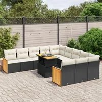 Set Divani da Giardino 11 pz con Cuscini in Polyrattan Nero 3274143