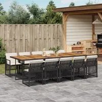 Set da Pranzo da Giardino 11 pz con Cuscini in Polyrattan Nero 3210759