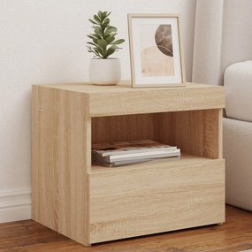 Comodino Con Luci Led Rovere Sonoma 50x40x45 Cm /