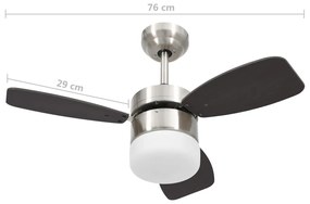 Ventilatore Soffitto con Luce e Telecomando 76 cm Marrone Scuro