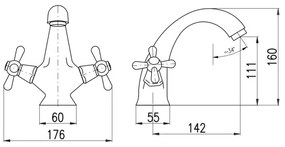 RAV Slezák MK128.0SM - Miscelatore per lavabo MORAVA RETRO 16 cm in ottone antico